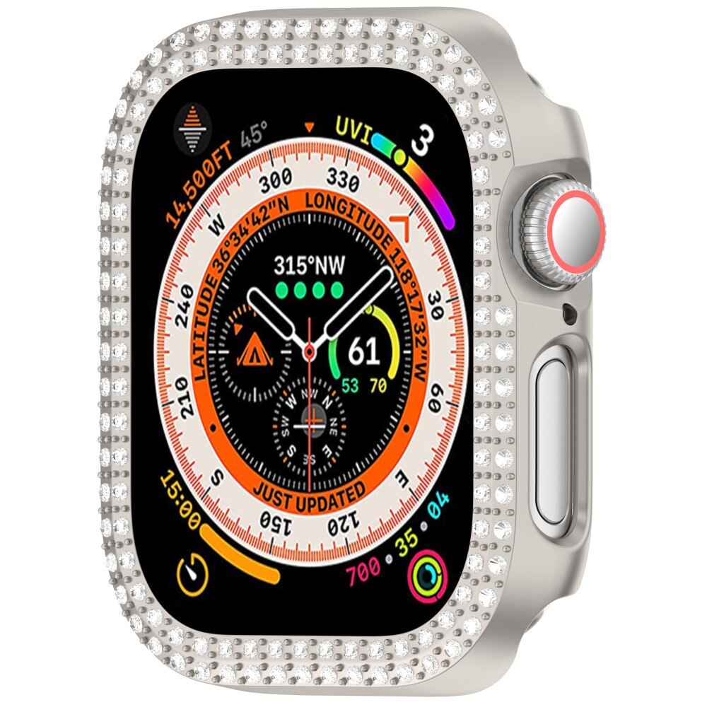Coque Rhinestone Apple Watch Series 10 42mm, champagne d'or
