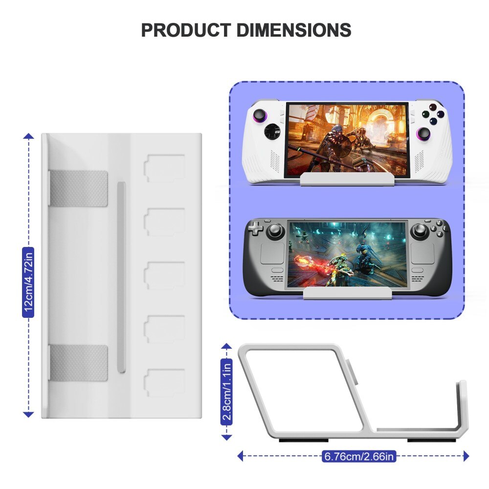 Support de table avec porte-cartes pour Steam Deck,  blanc