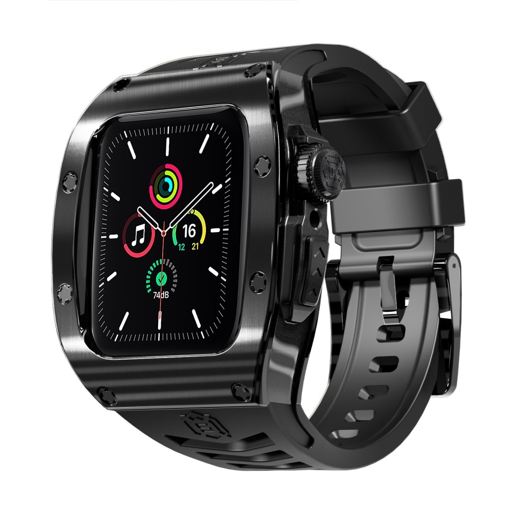 High Brushed Metal Coque avec Bracelet Apple Watch 45mm Series 7, Black