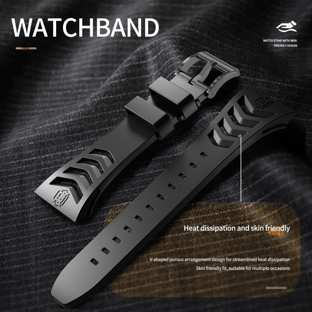 High Brushed Metal Coque avec Bracelet Apple Watch 45mm Series 8, Black