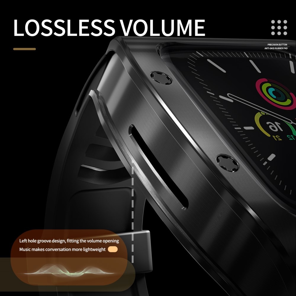 High Brushed Metal Coque avec Bracelet Apple Watch 45mm Series 8, Black