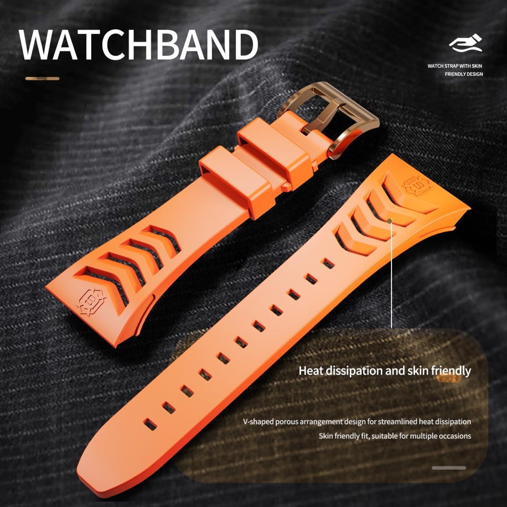High Brushed Metal Coque avec Bracelet Apple Watch 45mm Series 7, Rose/Orange