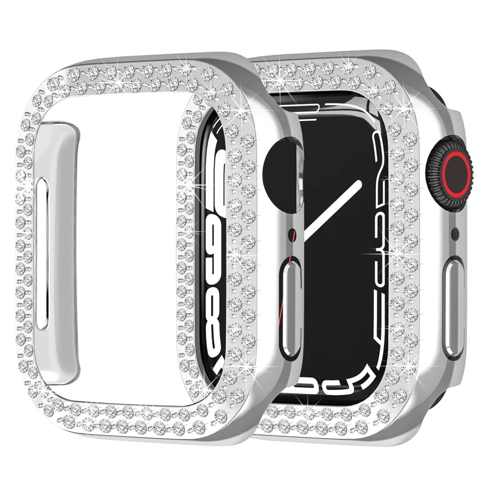 Coque Rhinestone Apple Watch 41mm Series 7, argent