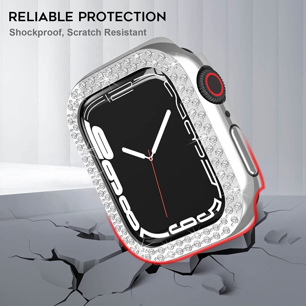 Coque Rhinestone Apple Watch 41mm Series 9, argent