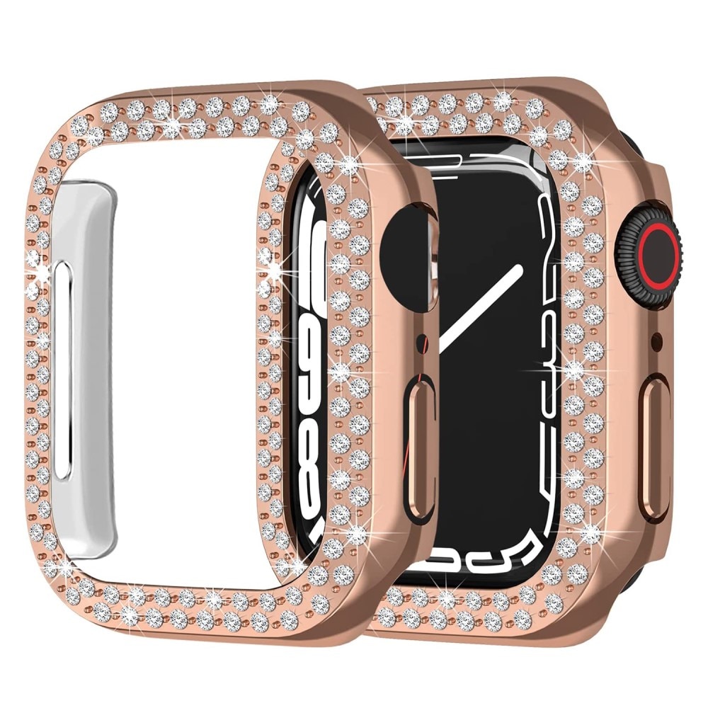 Coque Rhinestone Apple Watch 45mm Series 9, or rose