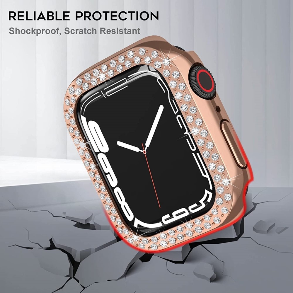 Coque Rhinestone Apple Watch 41mm Series 7, or rose