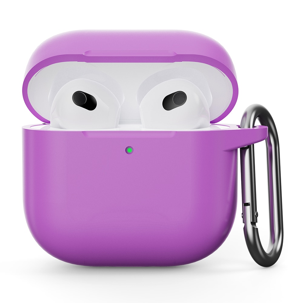 Coque en silicone avec mousqueton Apple AirPods 4, Violet