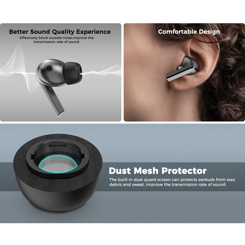 Memory Foam Ear Tips (3-pack) Samsung Galaxy Buds 3 Pro, noir