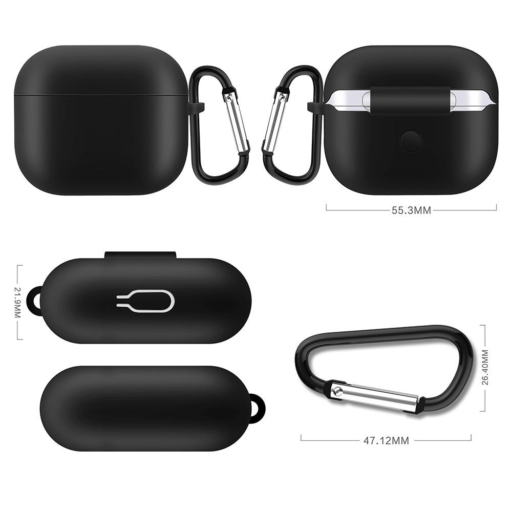 Coque en silicone avec mousqueton AirPods 3 Noir