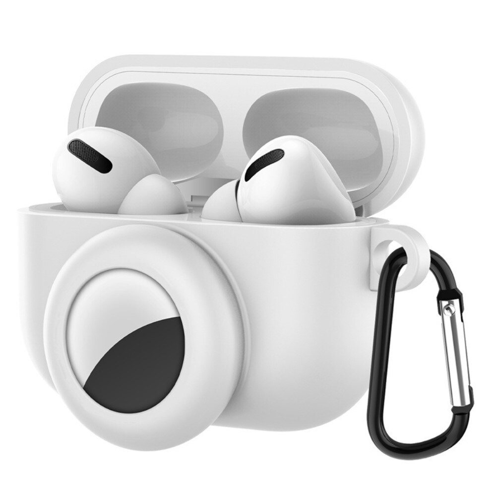 Coque en silicone avec support AirTag AirPods Pro blanc