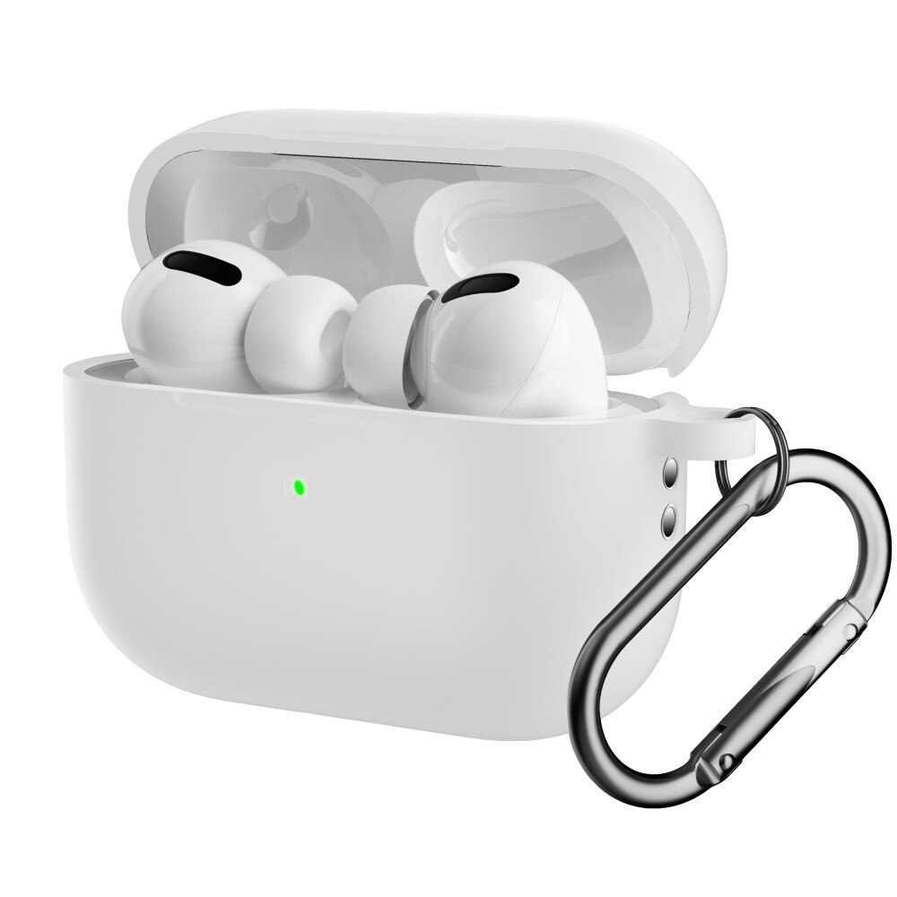 Coque en silicone avec mousqueton AirPods Pro 2 Blanc