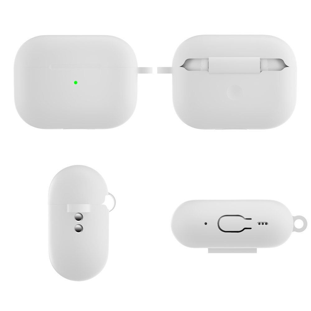 Coque en silicone avec mousqueton AirPods Pro 2 Blanc