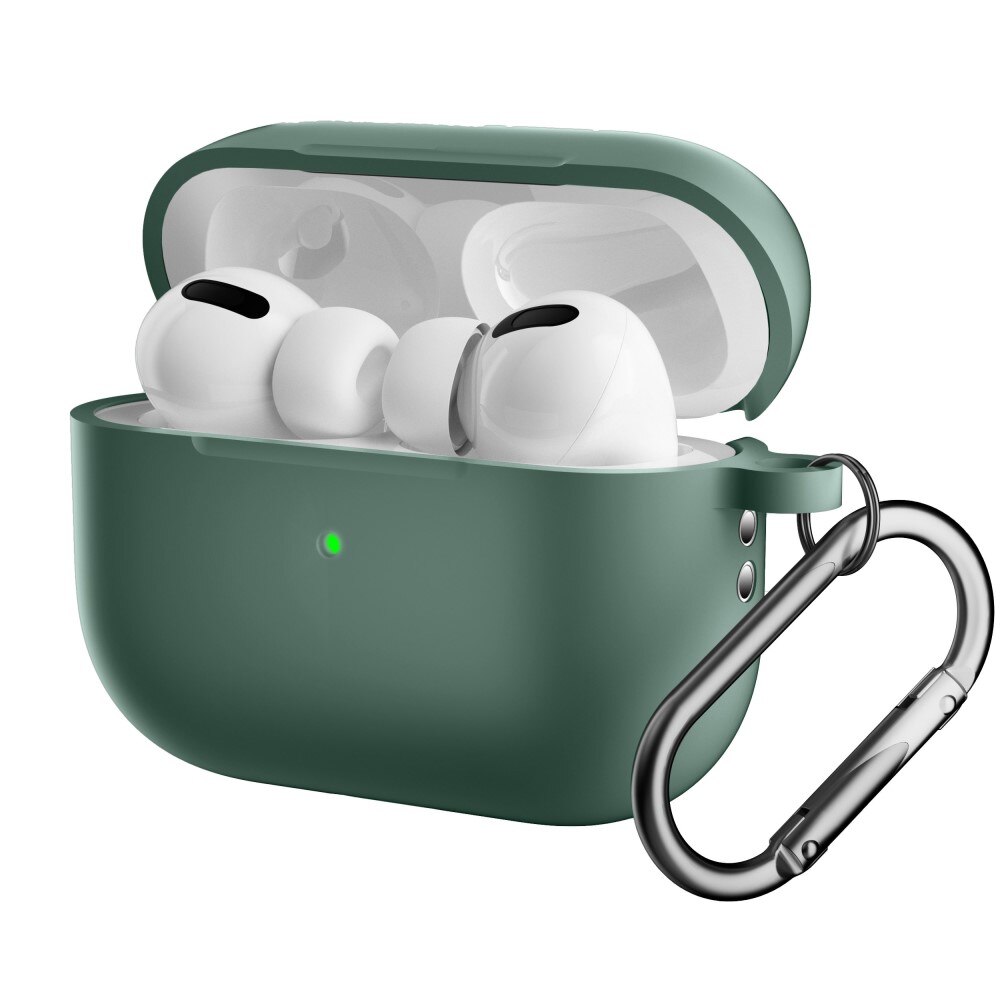 Coque en silicone avec mousqueton AirPods Pro 2 Vert