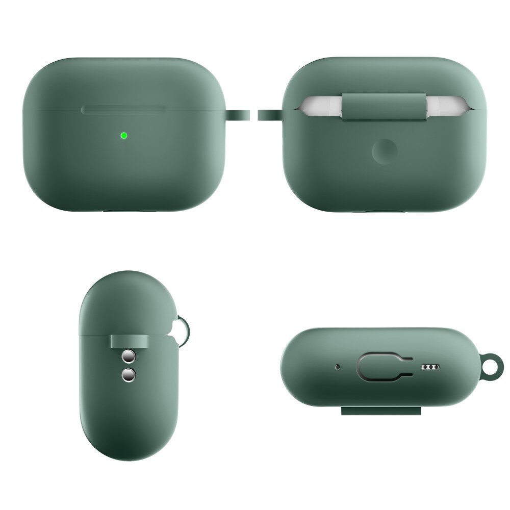 Coque en silicone avec mousqueton AirPods Pro 2 Vert