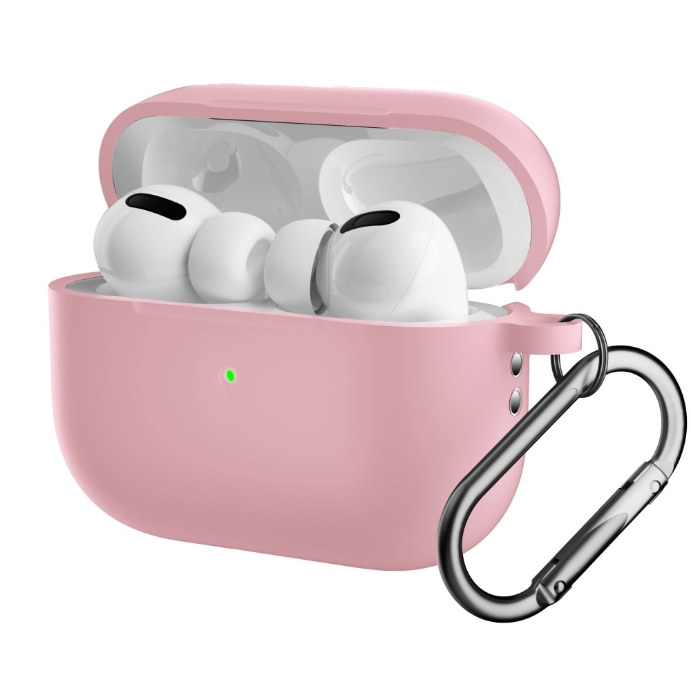 Coque en silicone avec mousqueton AirPods Pro 2 Rose