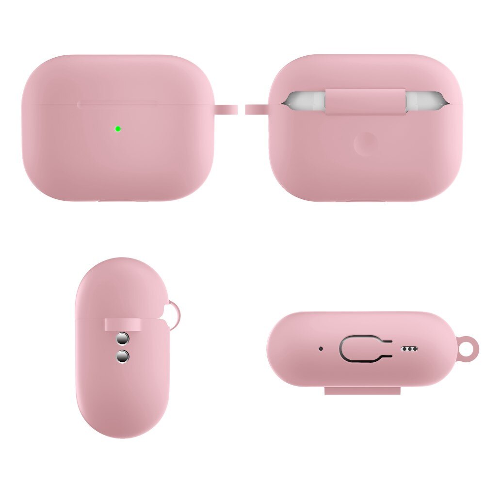 Coque en silicone avec mousqueton AirPods Pro 2 Rose