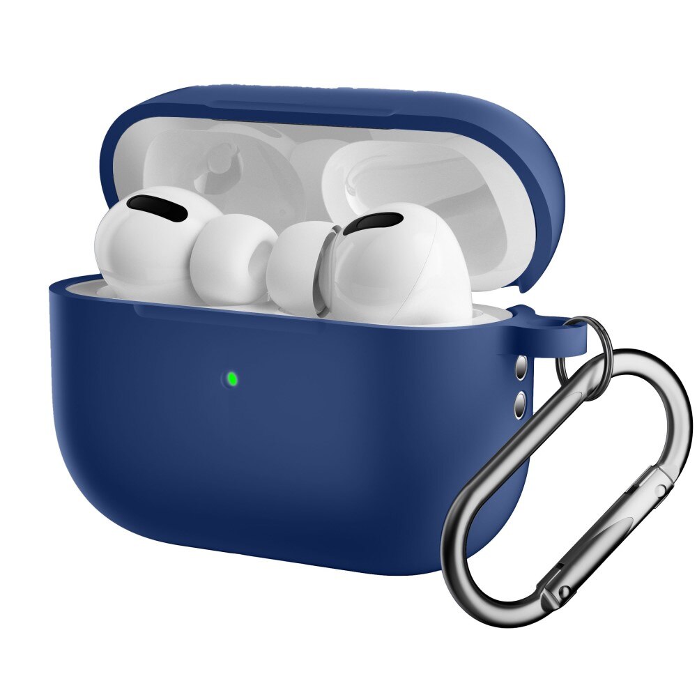 Coque en silicone avec mousqueton AirPods Pro 2 Bleu