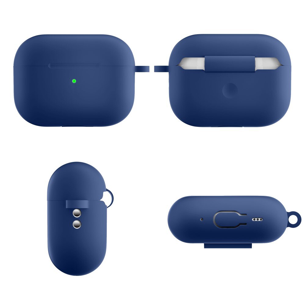 Coque en silicone avec mousqueton AirPods Pro 2 Bleu