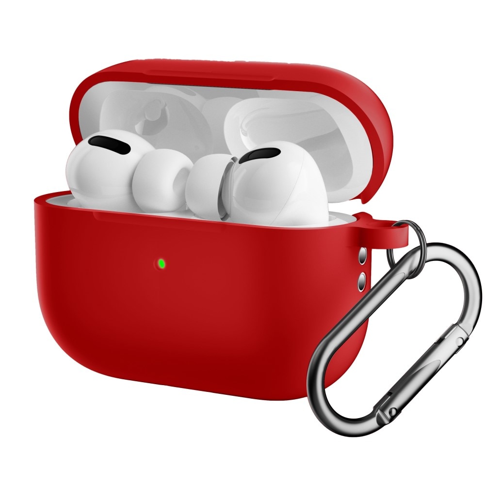 Coque en silicone avec mousqueton AirPods Pro 2 Rouge