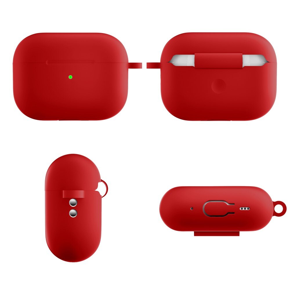 Coque en silicone avec mousqueton AirPods Pro 2 Rouge