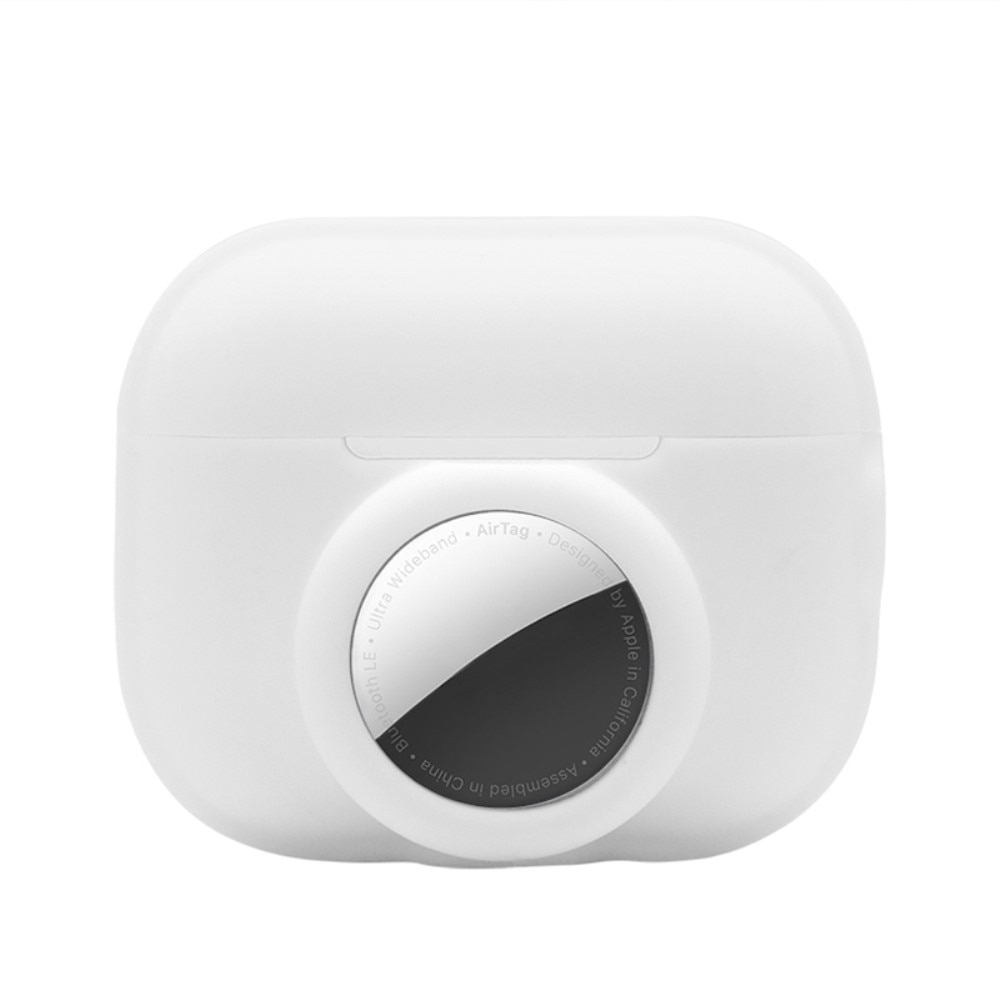 Coque en silicone avec support AirTag AirPods Pro 2, blanc