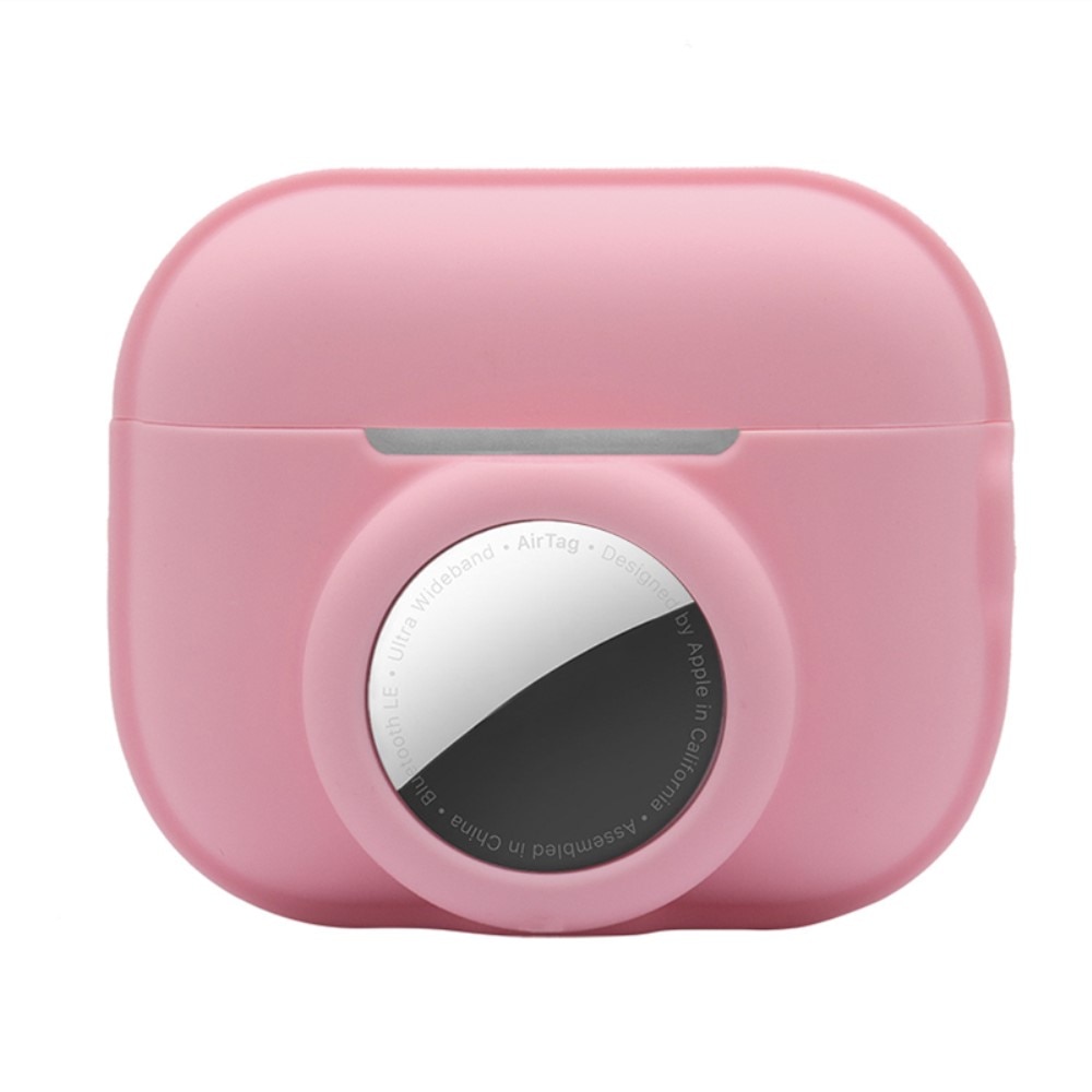 Coque en silicone avec support AirTag AirPods Pro 2, rose