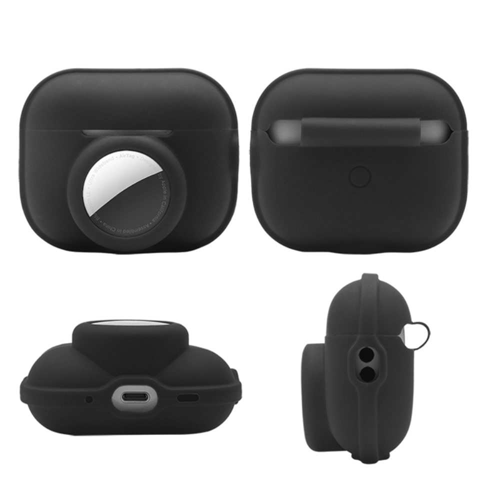 Coque en silicone avec support AirTag AirPods Pro 2, noir