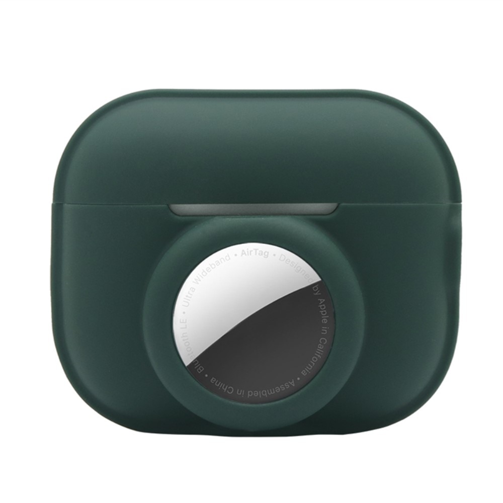 Coque en silicone avec support AirTag AirPods Pro 2, vert foncé