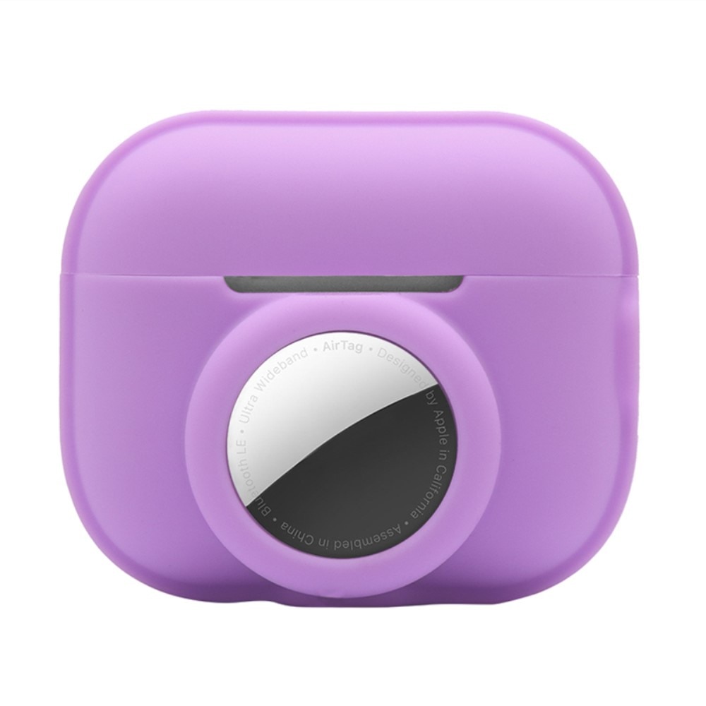 Coque en silicone avec support AirTag AirPods Pro 2, violet