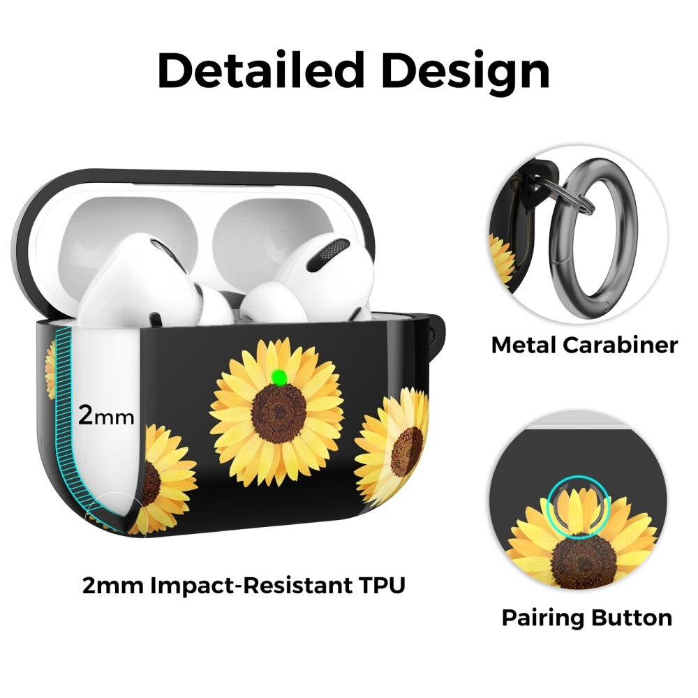 Coque en TPU avec mousqueton Apple AirPods Pro, tournesol