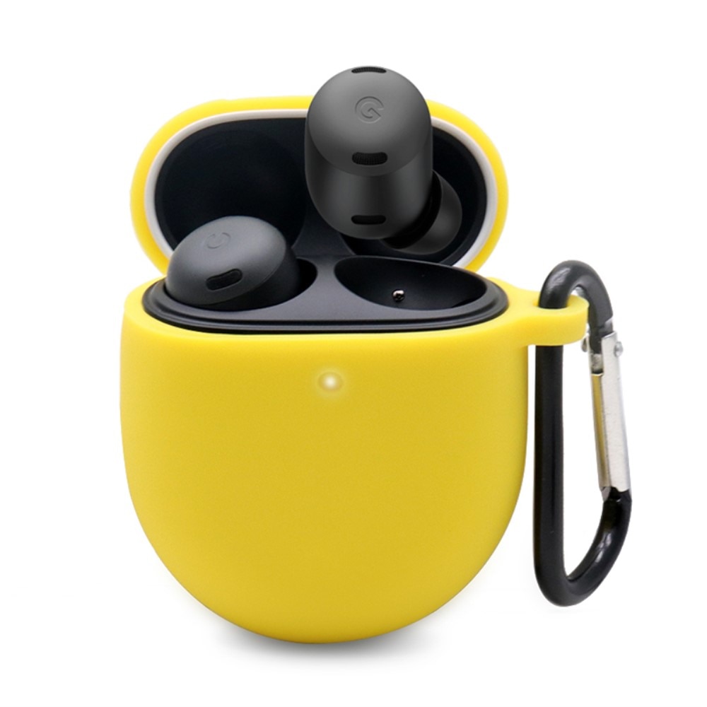 Coque en silicone avec mousqueton Google Pixel Buds Pro, jaune