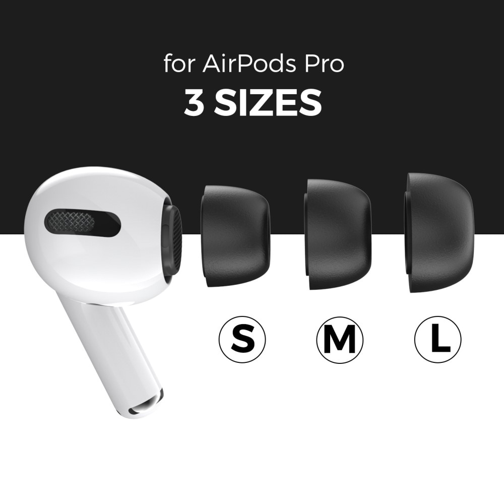 Memory Foam Ear Tips (3-pack) AirPods Pro, noir