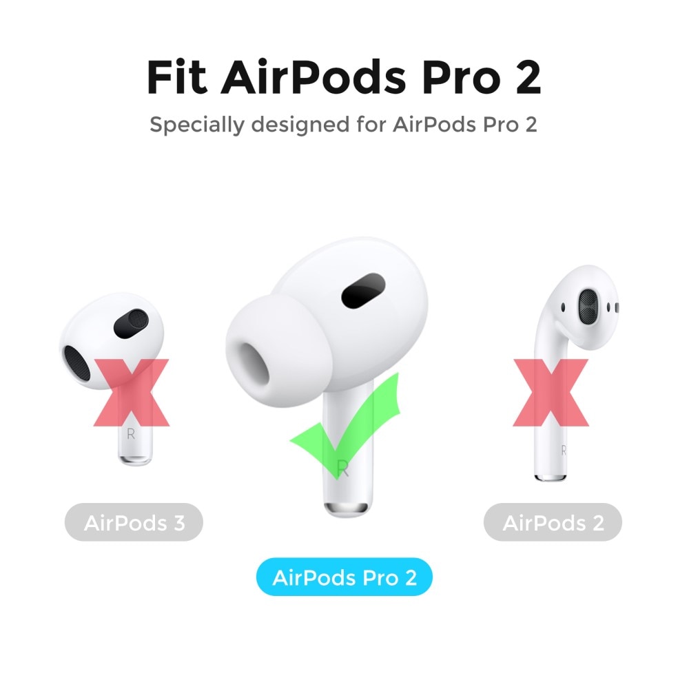 Earpads Silicone AirPods Pro 2, (3 pièces) noir