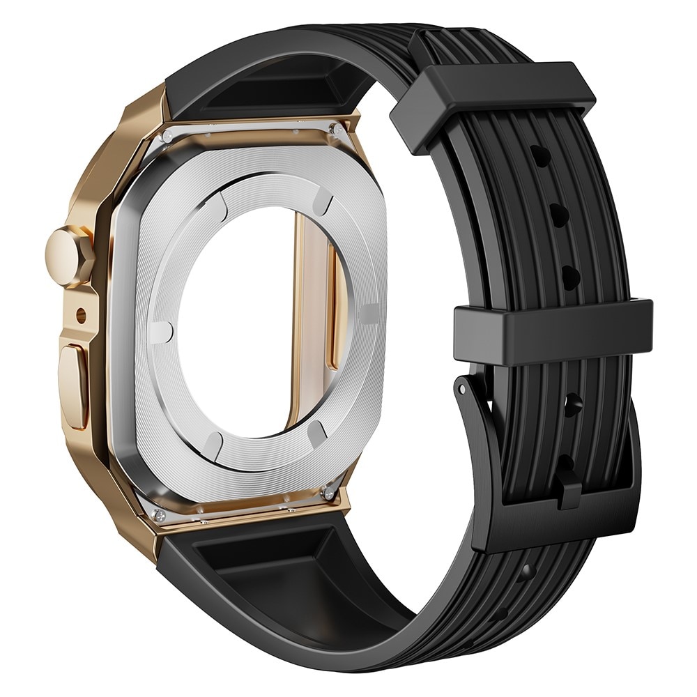 Bracelet avec coque en Métal Aventure Apple Watch 45mm Series 8, noir/or rose