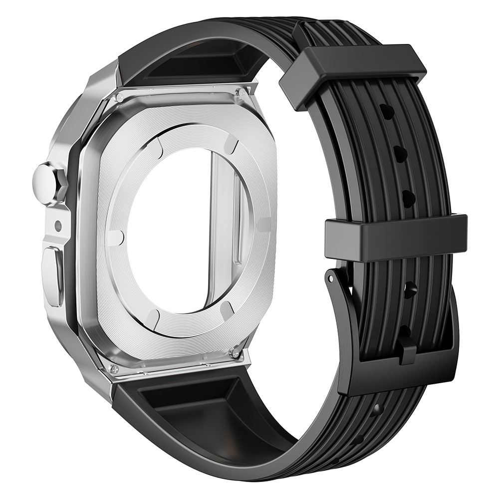 Bracelet avec coque en Métal Aventure Apple Watch 44mm, noir/argent