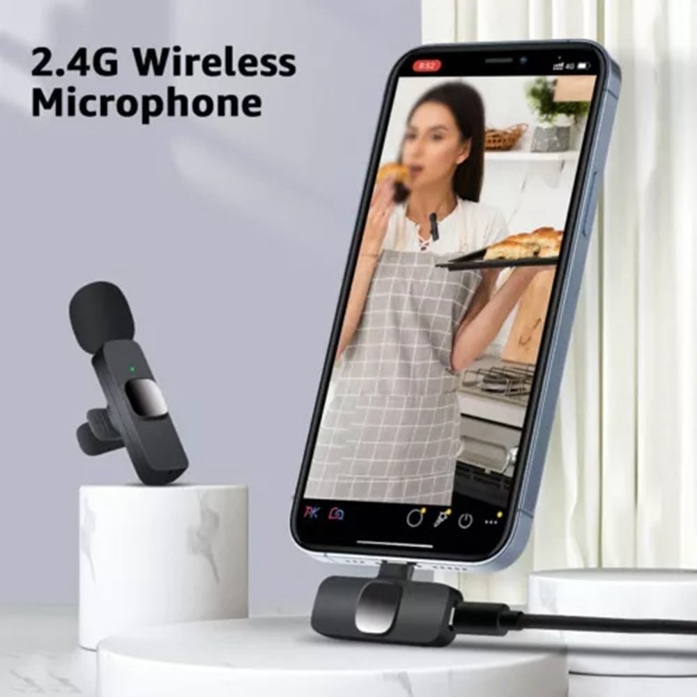 2 Microphones sans fil avec récepteur USB-C, noir