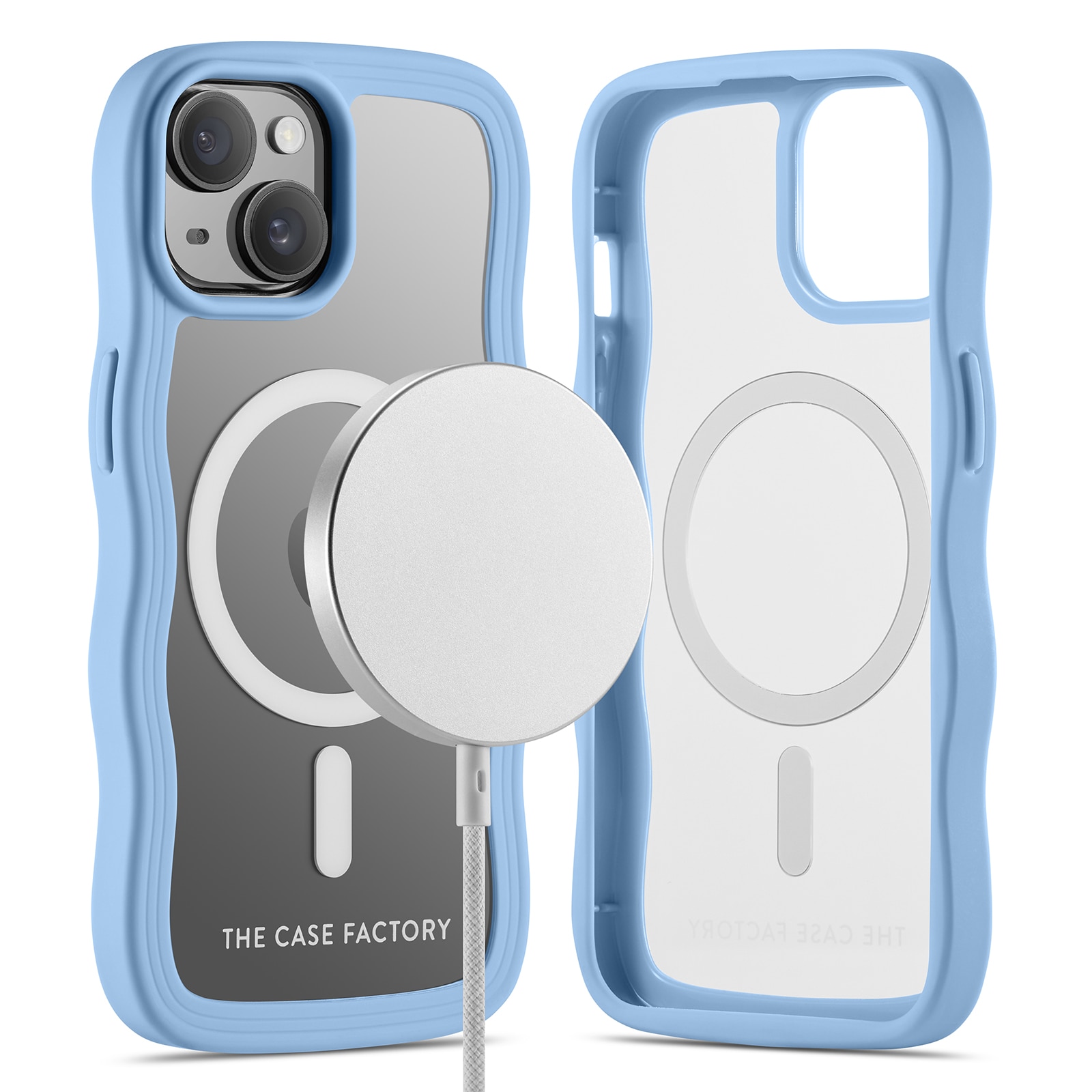 The Wave Mag Case iPhone 15, Bleu