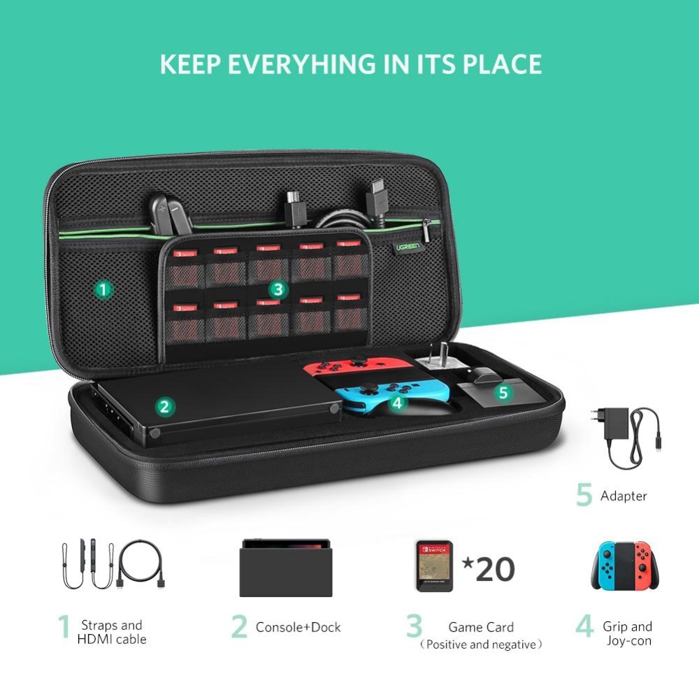 Étui de rangement pour Nintendo Switch OLED et accessoires, noir