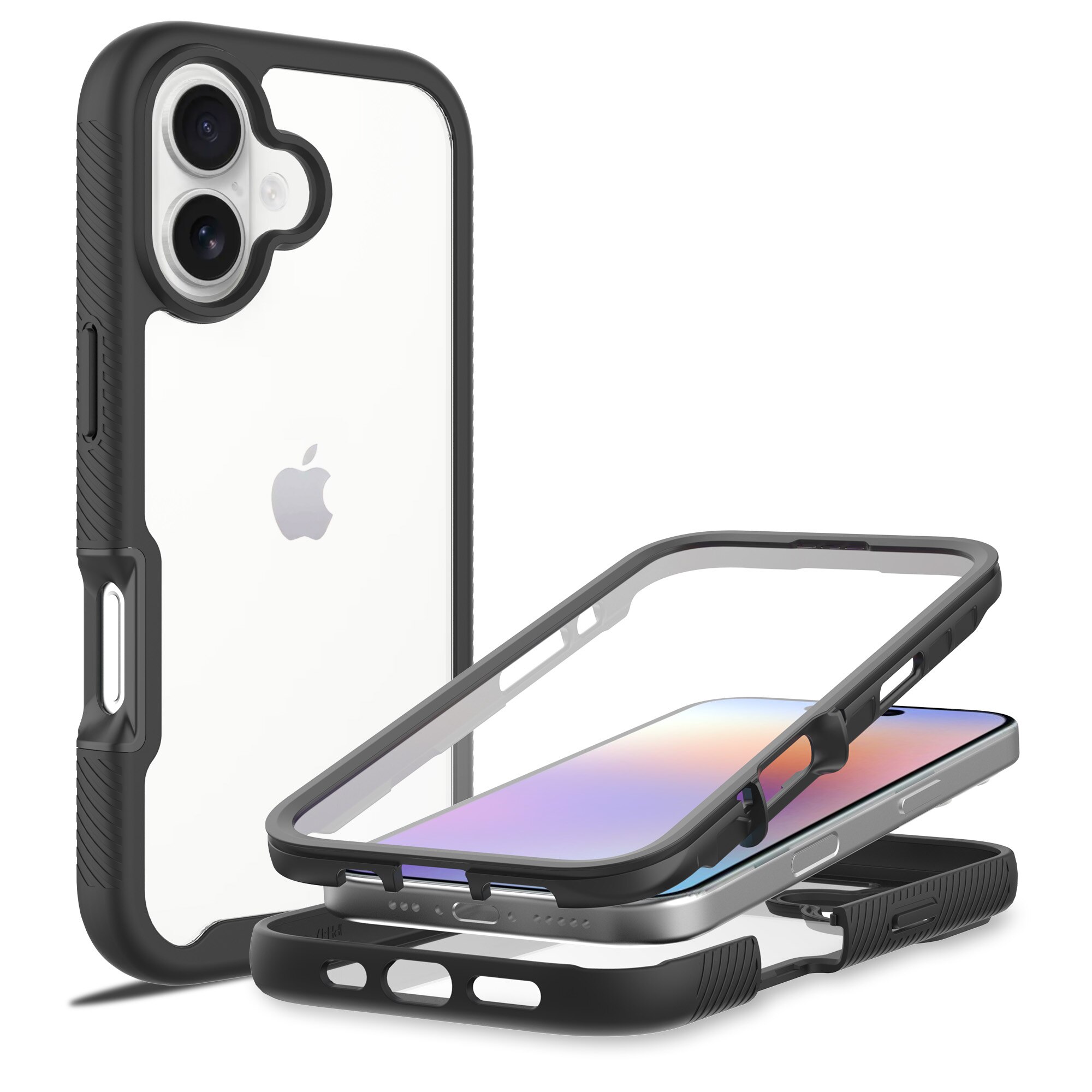 Coque Full Protection iPhone 17, Noir  / transparent