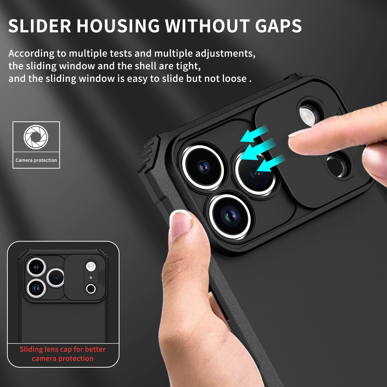 Coque Kickstand avec Protège Caméra iPhone 17 Pro, Noir