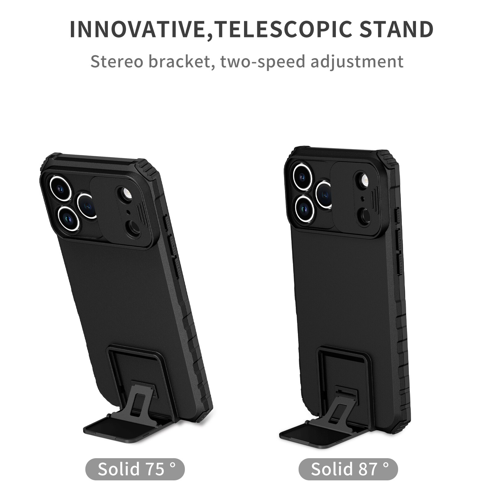 Coque Kickstand avec Protège Caméra iPhone 17 Pro, Noir