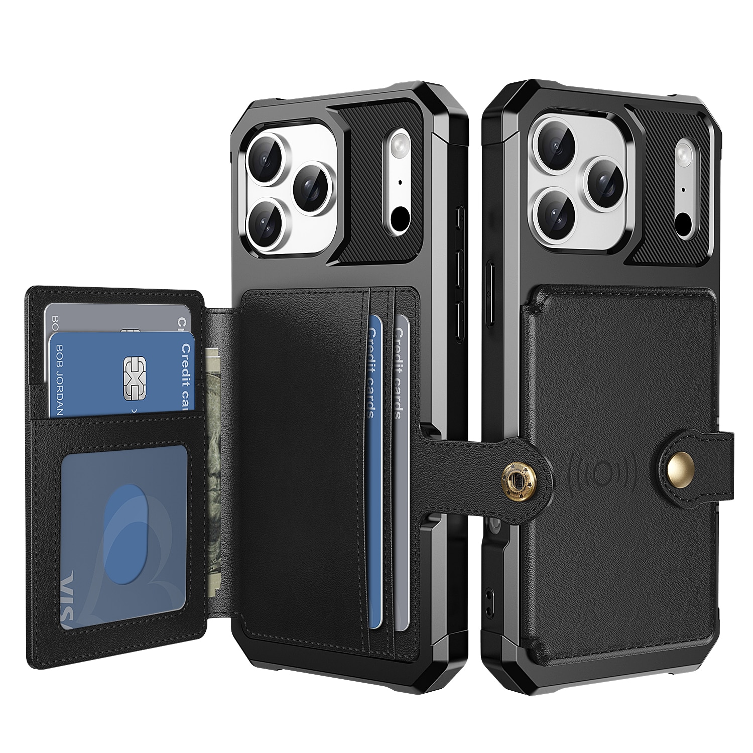 Coque porte-cartes Tough Multi-slot iPhone 17 Pro Max, Noir