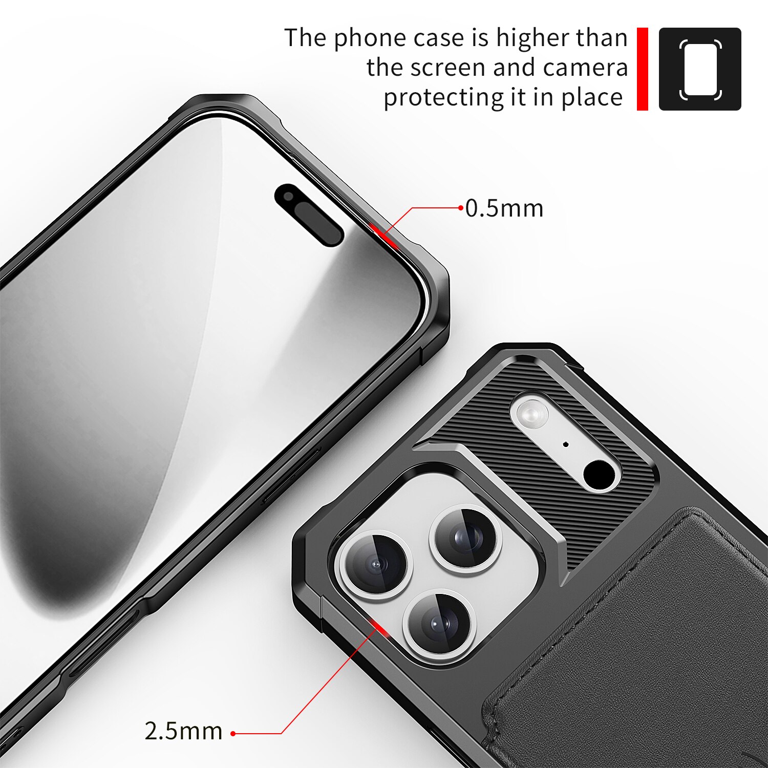 Coque porte-cartes Tough Multi-slot iPhone 17 Pro Max, Noir