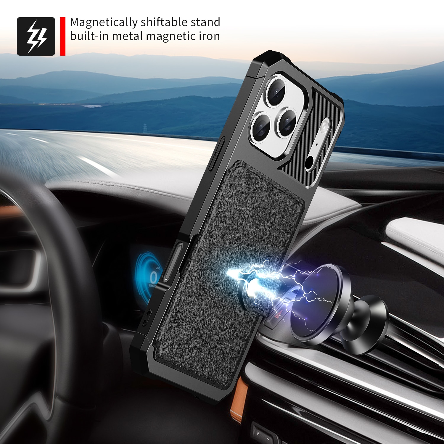 Coque porte-cartes Tough Multi-slot iPhone 17 Pro Max, Noir