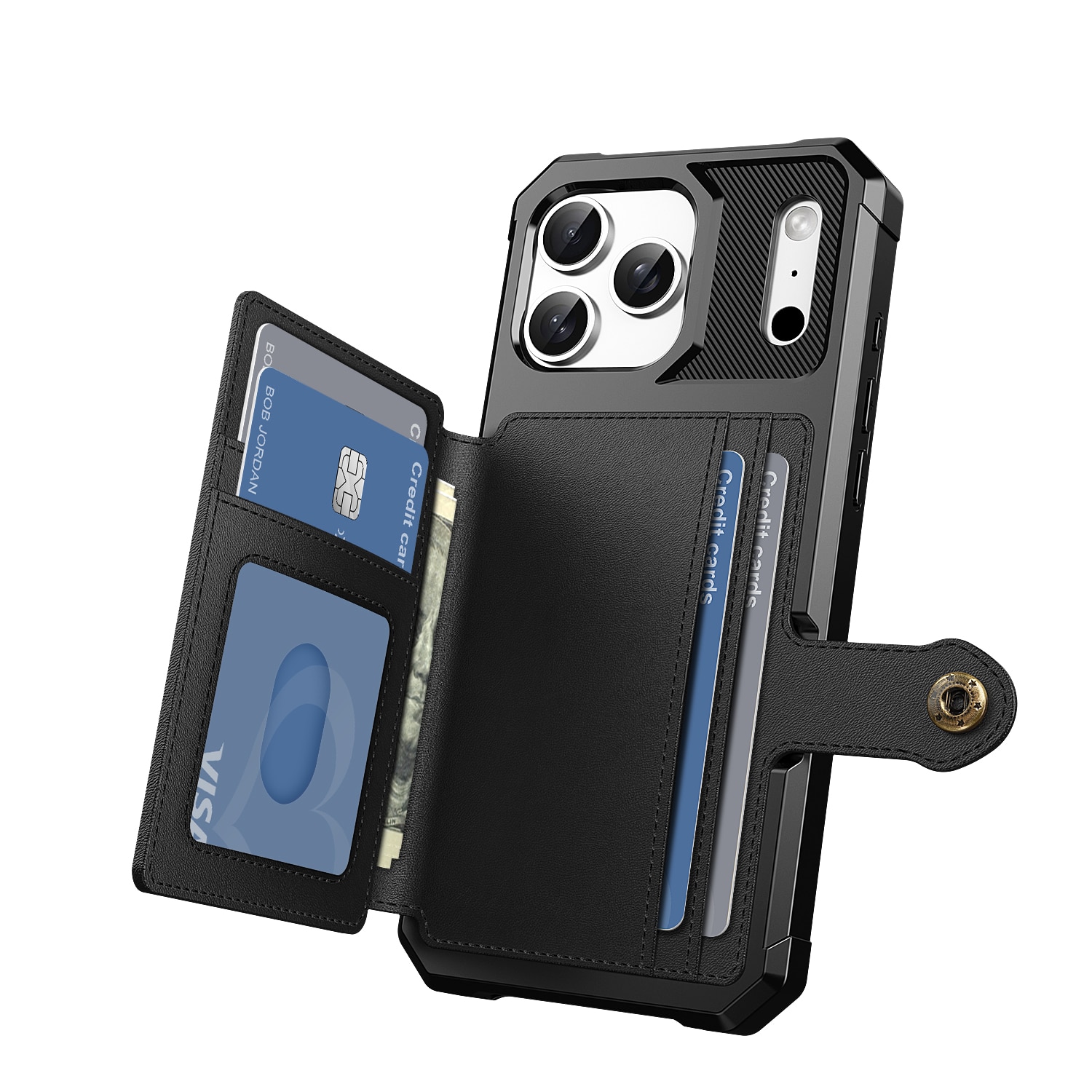 Coque porte-cartes Tough Multi-slot iPhone 17 Pro Max, Noir
