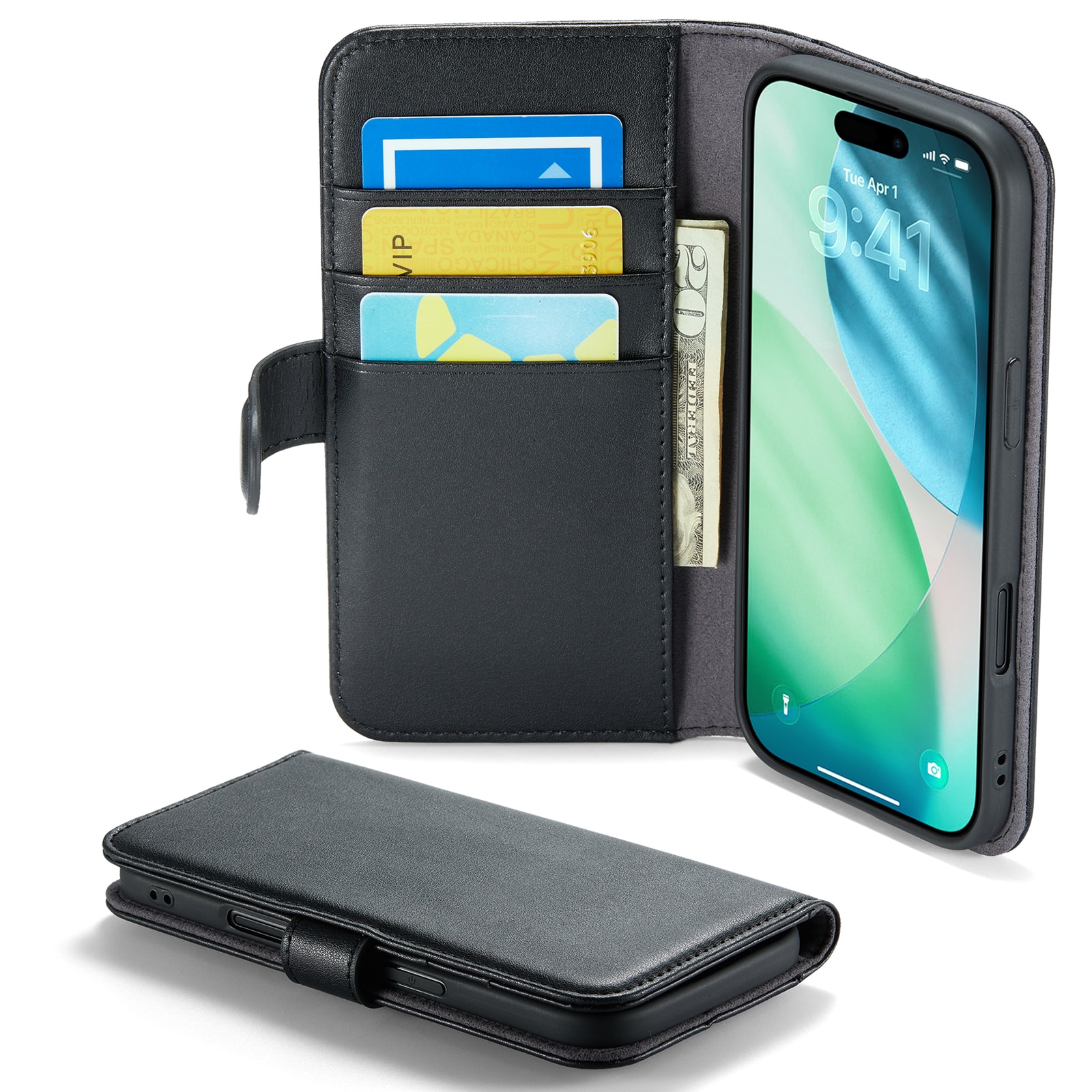 Étui en cuir veritable iPhone 17 Air, Noir