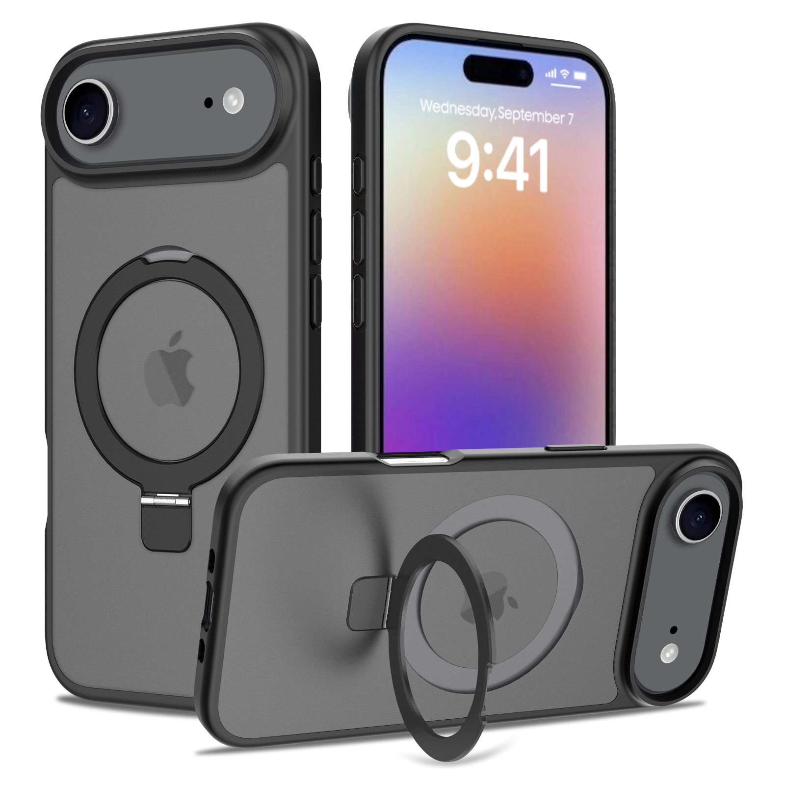 Coque hybride Magnetic Ring iPhone 17 Air, Noir