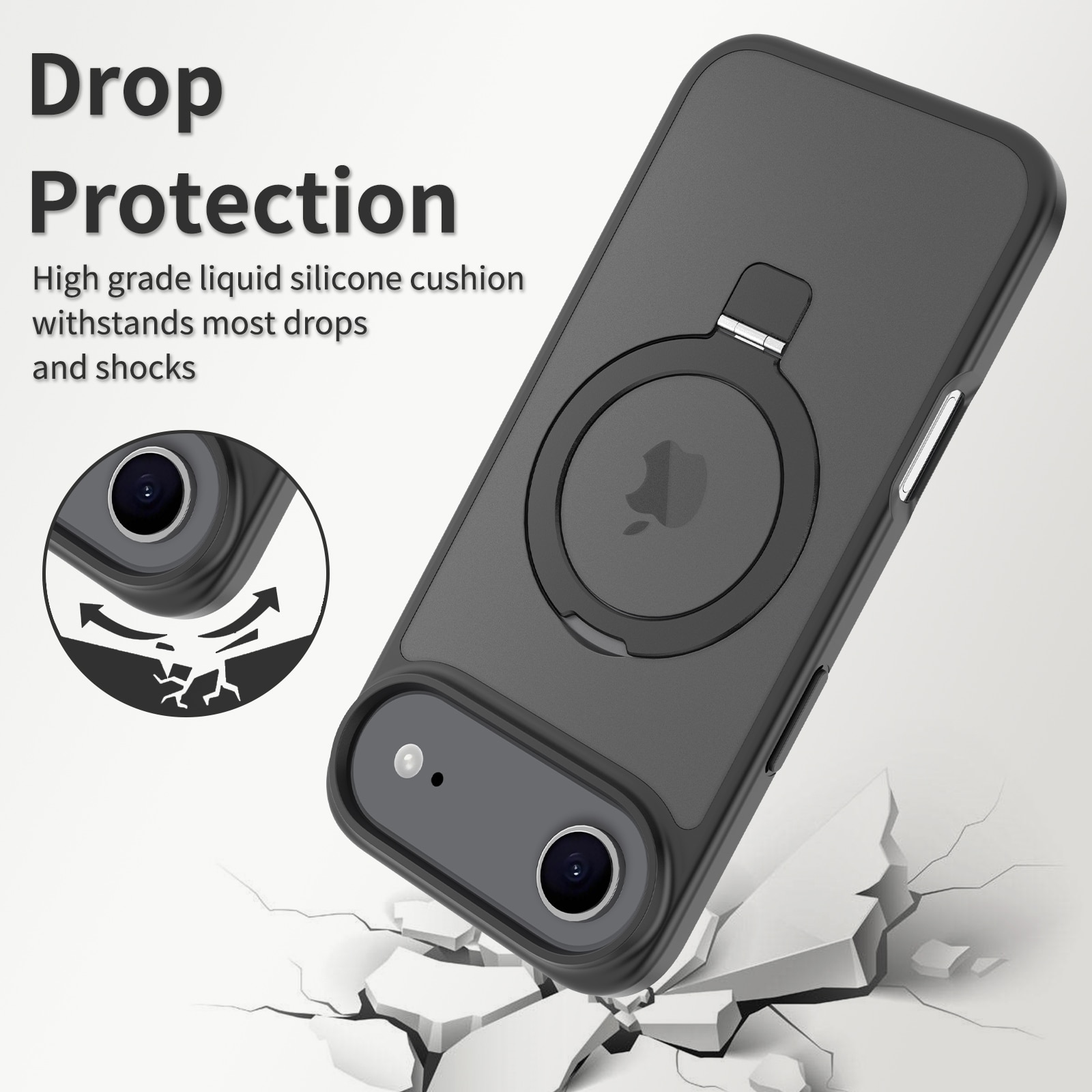 Coque hybride Magnetic Ring iPhone 17 Air, Noir