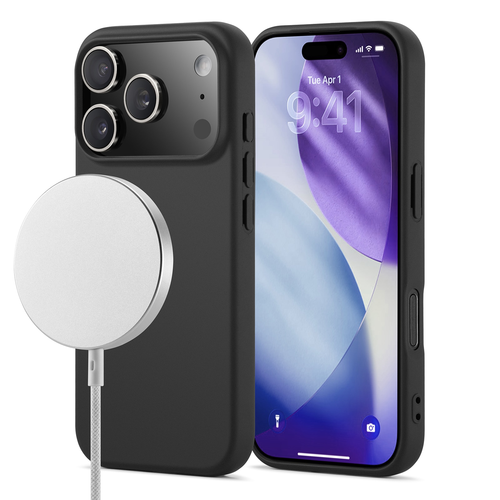 Coque TPU MagSafe iPhone 17 Pro, Noir