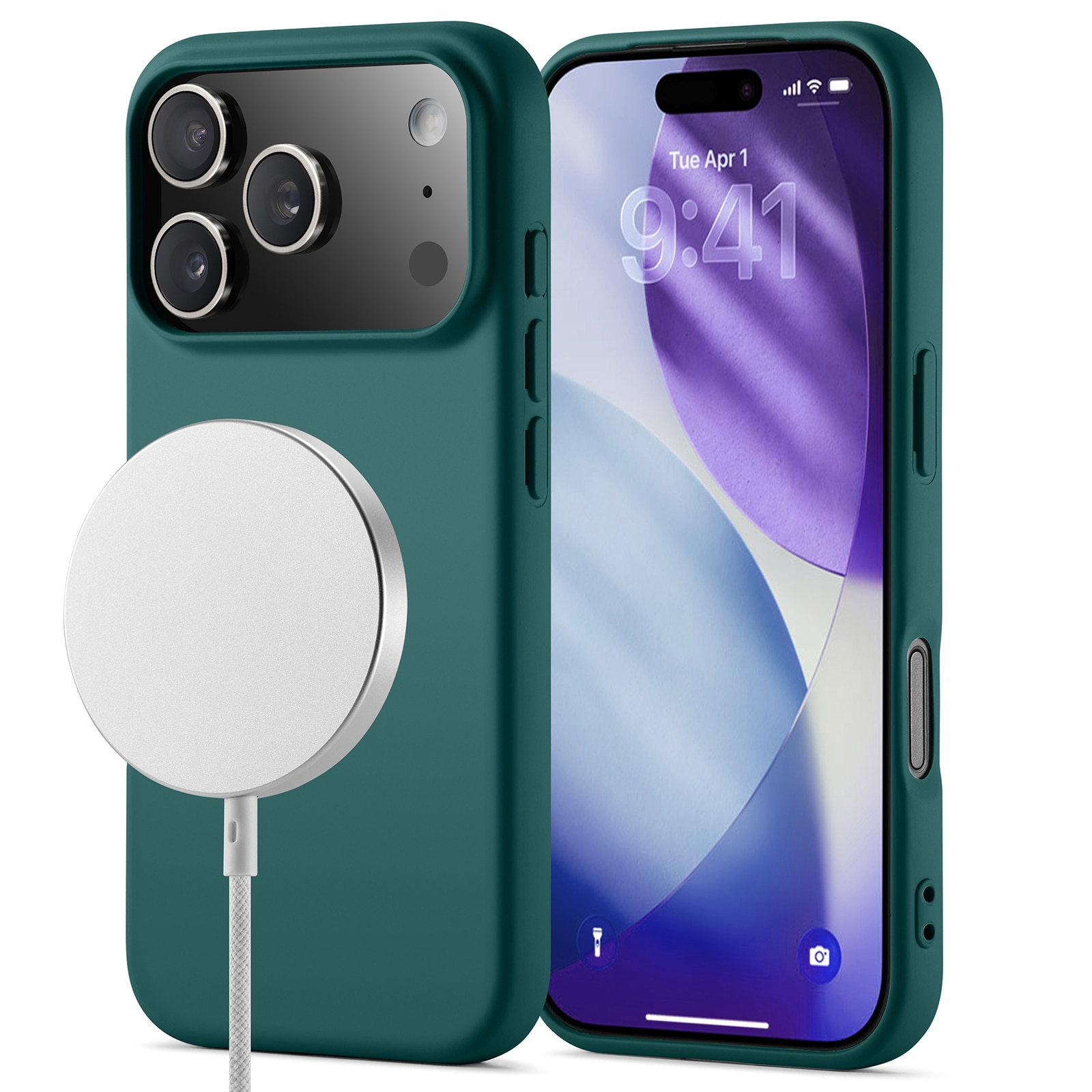 Coque TPU MagSafe iPhone 17 Pro, Vert foncé